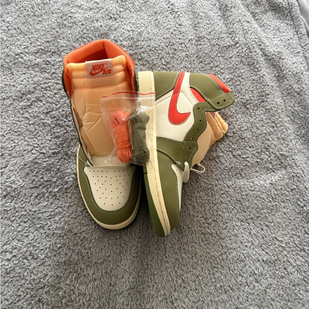 Jordan 1 Olive and Cream with Orange Accents